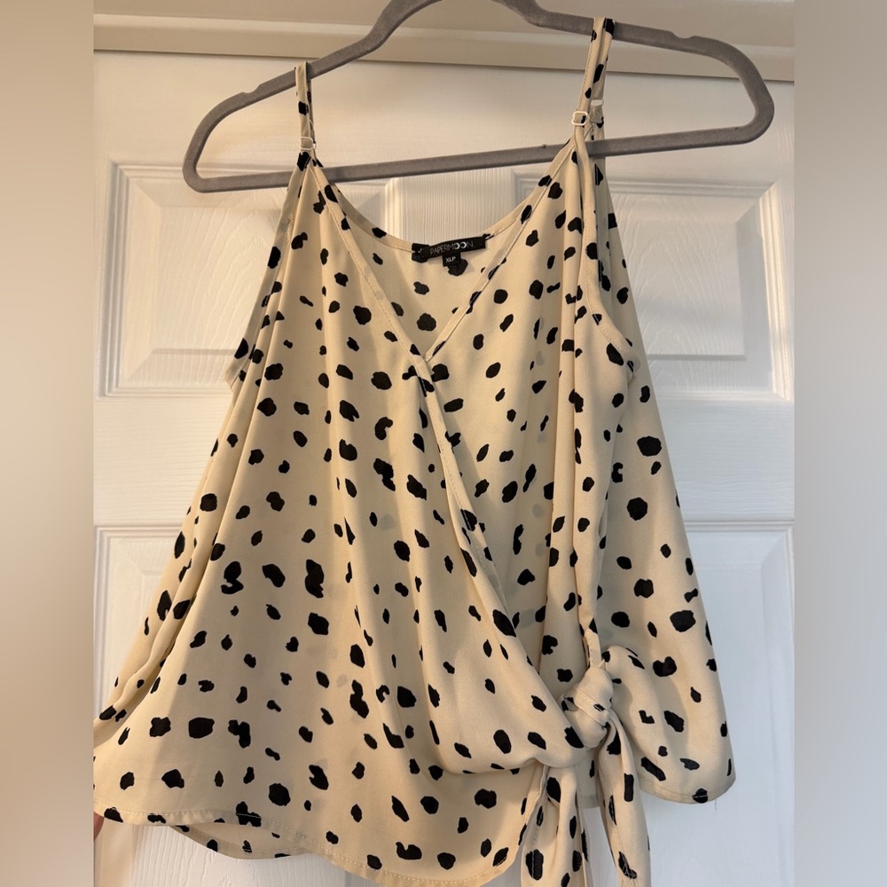 Papermoon Cream and Black Polka Dot Wrap Camisole